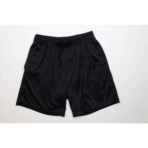 Vtg Y2K Streetwear Mens Large Blank Mesh Above Knee Gym Basketball Shorts Black - Picture 1 of 11